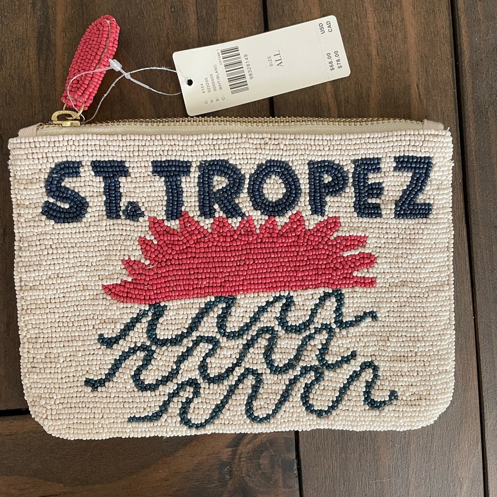 NWT Anthropologie The Fiona Medium Beaded Pouch City Edition St. Tropez - Picture 5 of 7